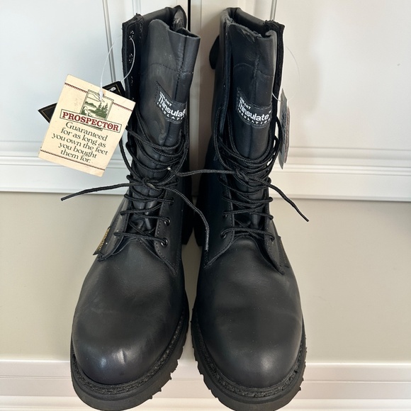 Prospector Mens 13 2E Thinsulate GORE-TEX Winter Boots Black Leather Combat Boot - Picture 3 of 8